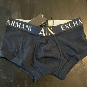 Armani Exchange Navy & White Logo Cotton Stretch Boxer Briefs
